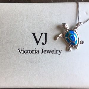 Victoria Jewelry blue opal sea turtle necklace